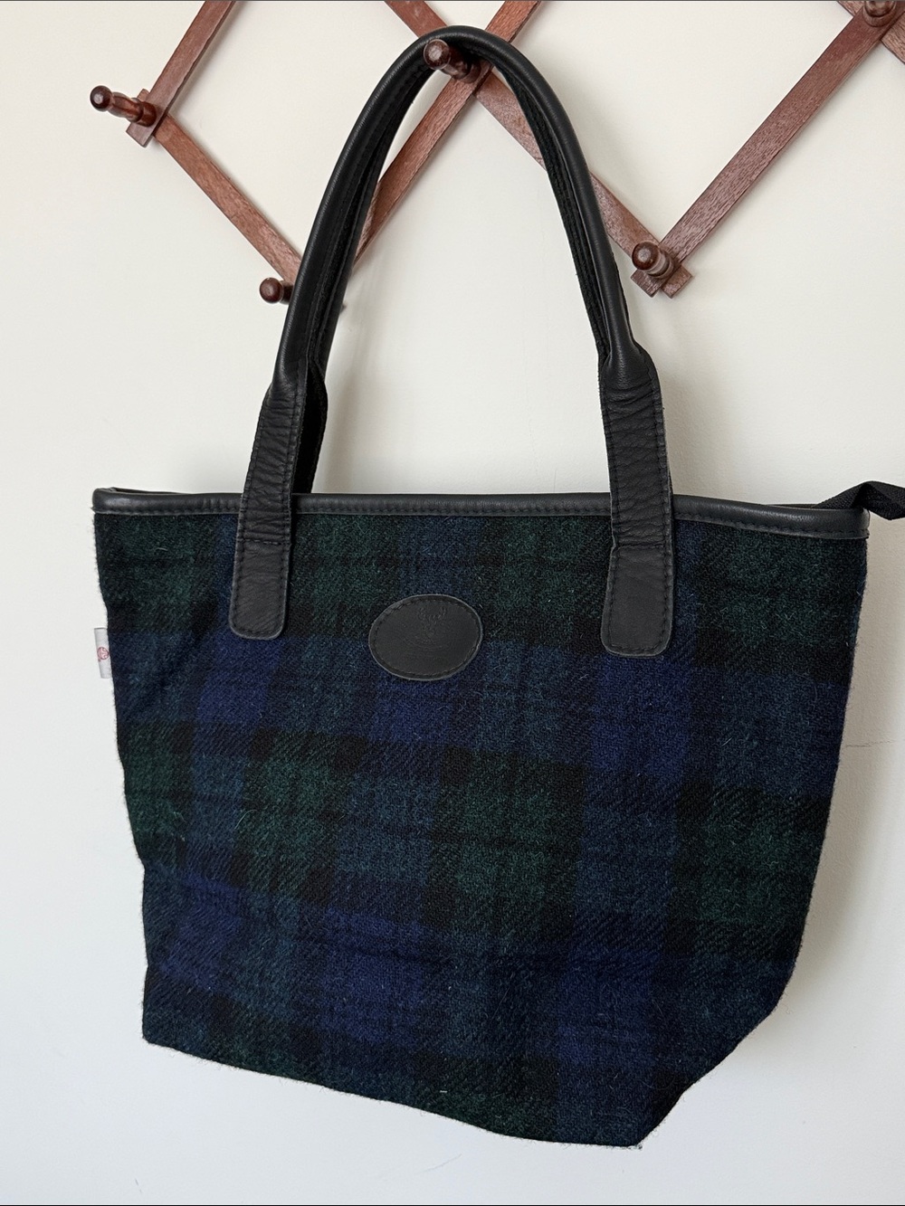 Glasgow Barrhead Leather Blackwatch Tartan Tweed Tote